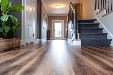 Low-angle perspective of luxury vinyl plank flooring
